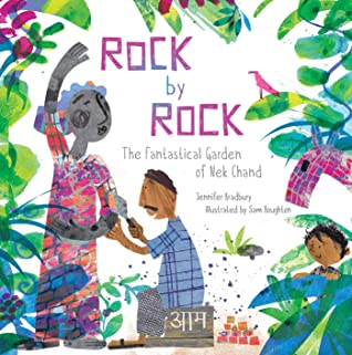 A beautiful, illustrated story of the Rock Garden of Nek Chand. After being displaced by the partition of India and Pakistan, Nek Chand and his family are forced to flee to India. Years later after moving to Chandigarh, India, Nek finds a secret place in the jungle while feeling homesick. In this secret place, he starts to build a garden, a rock garden, made up of rocks, stones and broken parts that he has found. Over time, his garden grows and grows. He builds statues and sculptures, adds pathways, and even makes walls and doorways - all from the discarded trash he found in the city. Of course, a garden like this eventually becomes a beloved national treasure.
